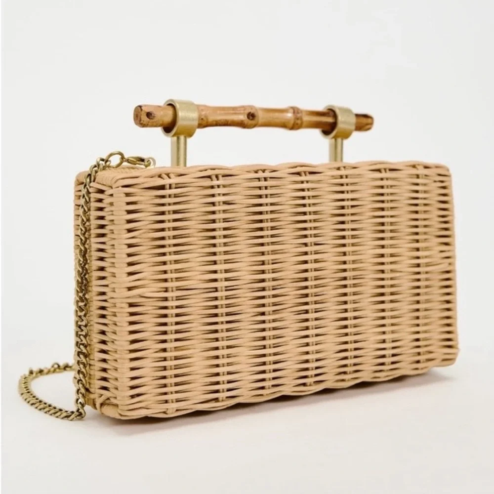 NWT • Zara Bamboo Woven Clutch/Minaudiere - Picture 1 of 6